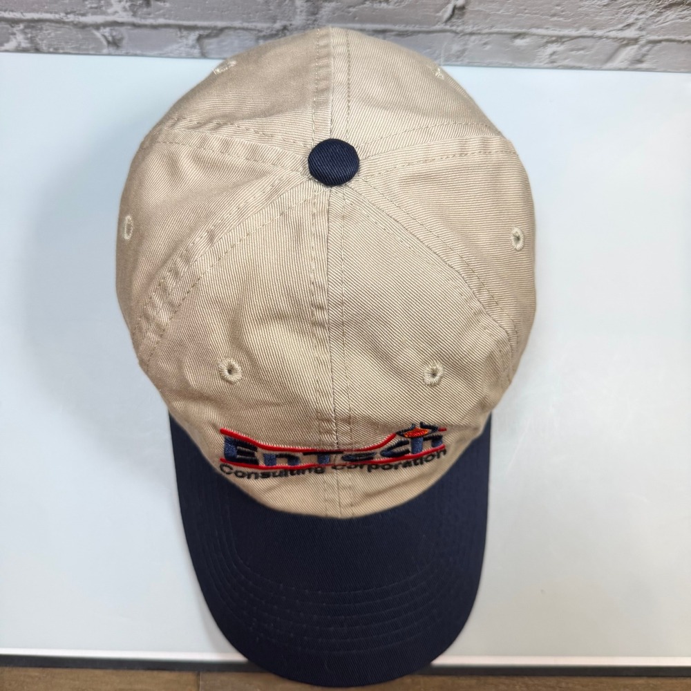 EnTech Consulting Corporation Hat Mens OSFM Tan Navy Blue Embroidered Dad Cap - Picture 2 of 7
